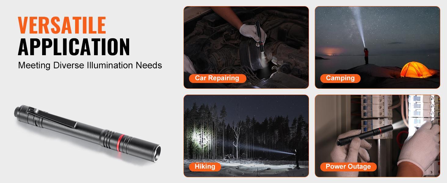 VEVOR 5.9 Inch Rechargeable Penlight 300 lumens 3 Lighting Modes Pocket Penlight