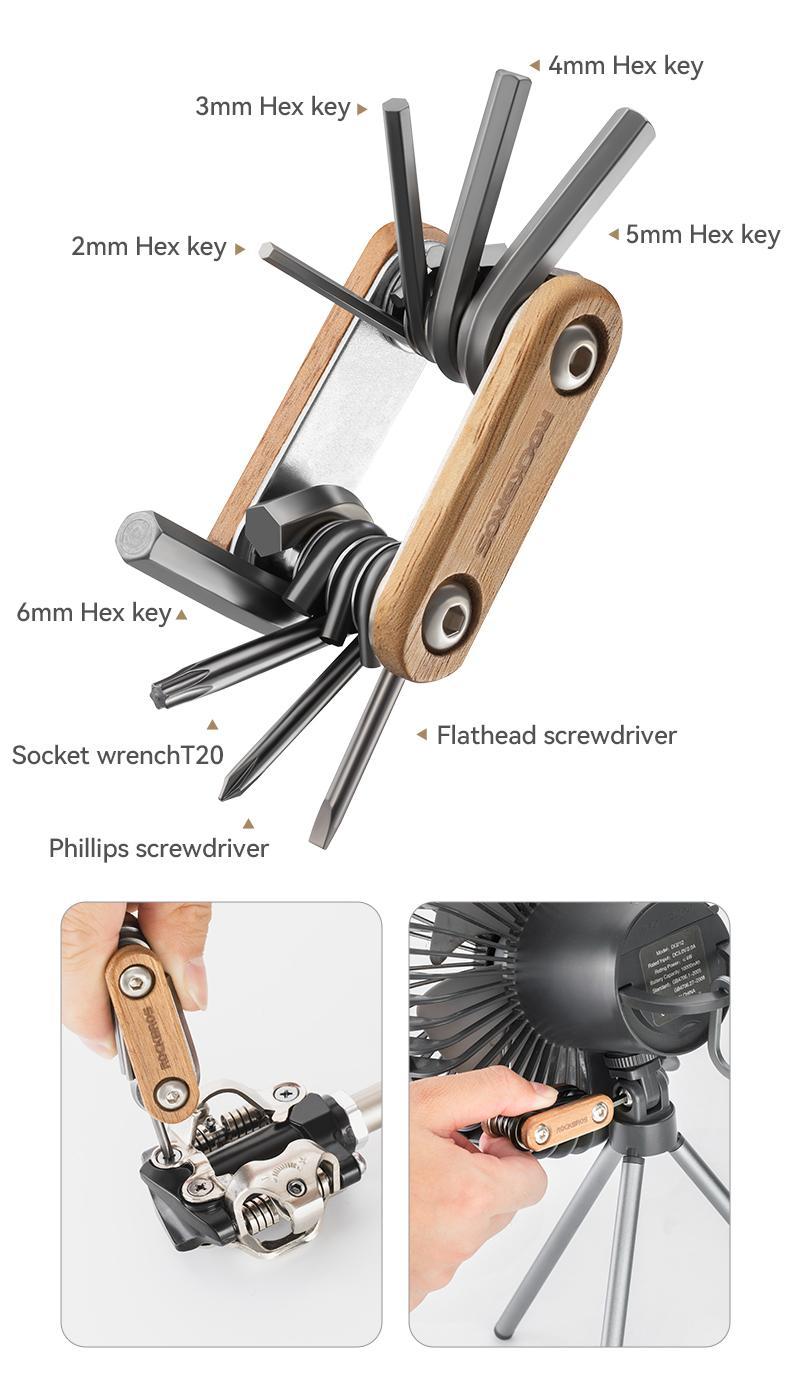 ROCKBROS  8-in-1 Bicycle Repair Tool Multi-functional Combination Interior Hexagonal Disassembly Maintenance Tool Portable Mountain Road Bike