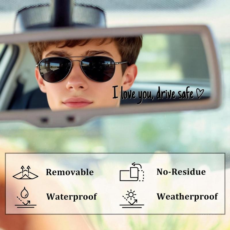  ﻿ 4PCS I Love You Drive Safe Decal Simple Design for Safe Driving Ideal for Drivers and Car Enthusiasts Vehicle Exterior Decoration Windshield Sticker rearview mirror sticker