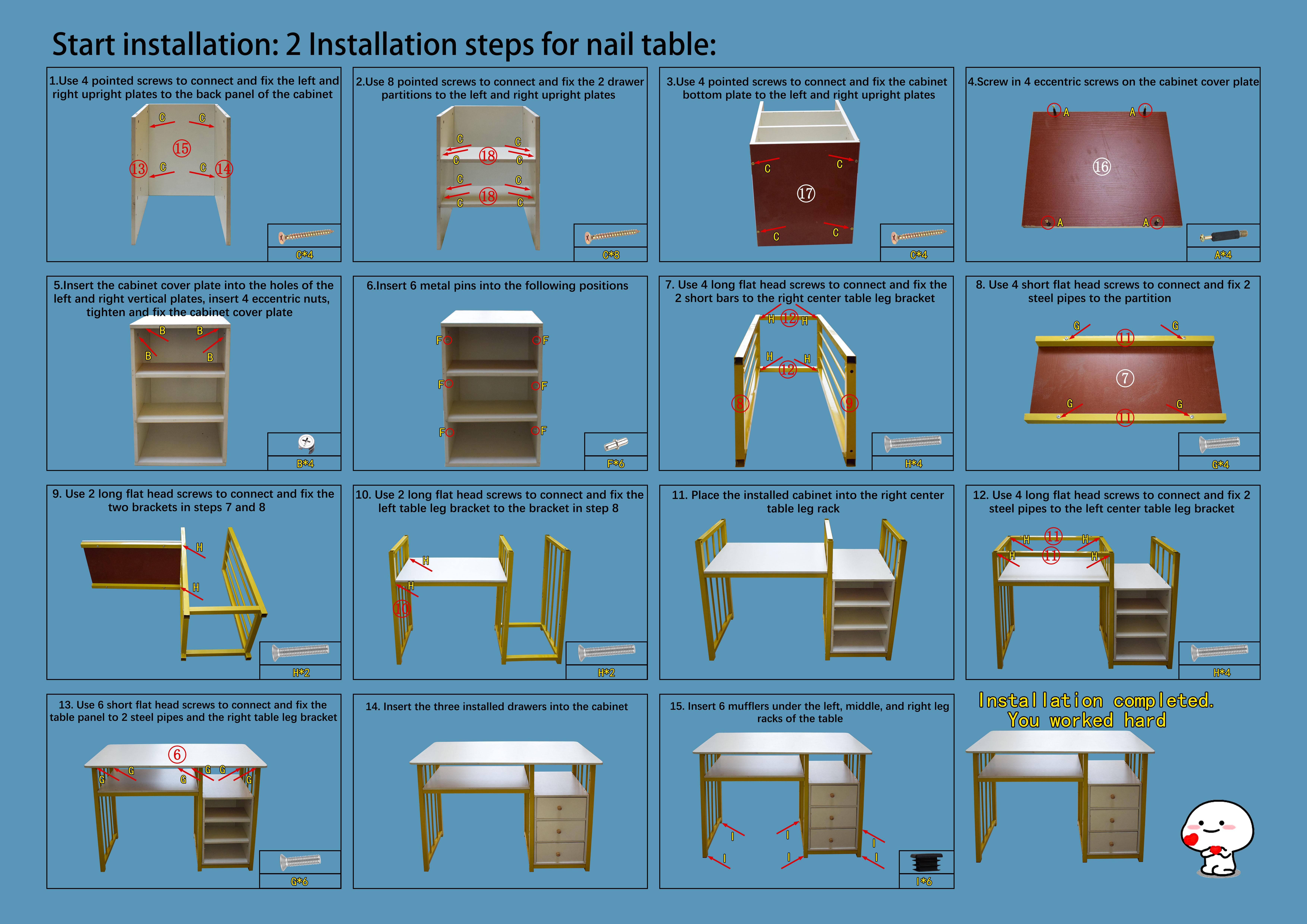 CNCEST Manicure Table with 3 Drawers 39.4 Inch Nail Salon Desk Gold White Marble Texture 66LB Capacity Beauty Station