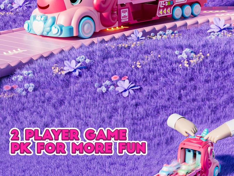 Durable Garage Multifunction Dinosaur/Princess/Unicorn Truck Toys for 2-7 Year Boys & Toddlers Foldable Track 2 Player Race Mode Light Sound Transport Carrier with 6 Dino Cars 12 Accessories Birthday Christmas Gift Idea for Kids Girls