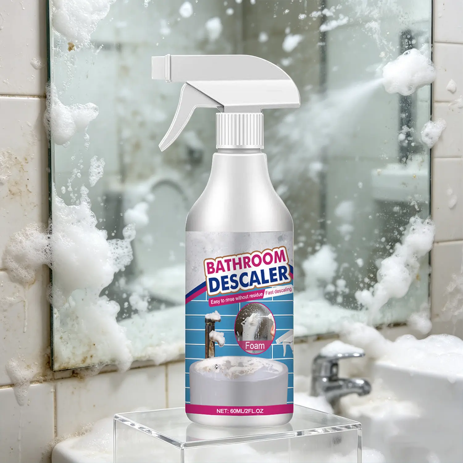 Bathroom Cleaner Shower and Bathtub Cleaner Limescale Remover for Sink and Tile Surface Cleaning Solution Household Cleaning Spray for Fresh Clean Bathroom