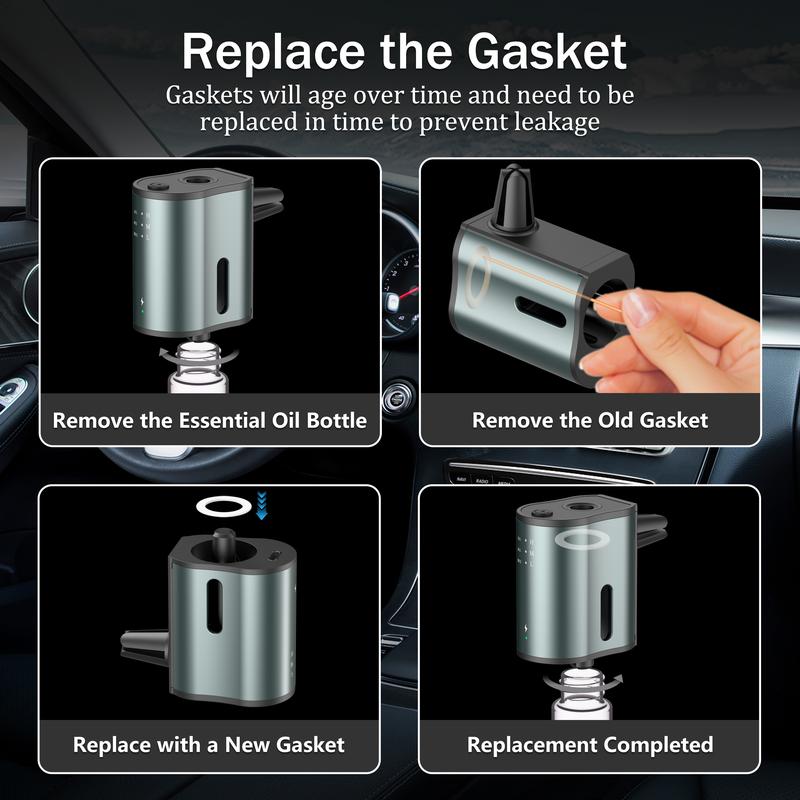 Smart Car Air Freshener: Three-Level Scent Control, Portable Waterless Diffuser, Aromatherapy with 3*10ML Natural Scents