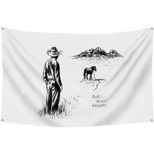 Tapestry Quiet Heavy Dreams Album Cover 3x5Ft Flag Wall Hanging Art Home Decorations for College Dorm Decor Bedroom Banner with 4 Brass Grommets