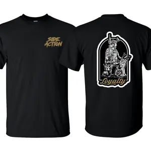 Side Action Loyalty Tactical K9 Operator Graphic Tee, Armed Soldier with Military Dog Design, Patriotic Combat Streetwear Shirt, Perfect Gift for Veterans & K9 Handlers, Unisex Cotton Short Sleeve Casual Shirt