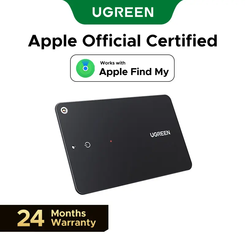 UGREEN FineTrack Slim Smart Finder Compatible with Apple Find My (Choose from Apple, Android, or Samsung Versions), Wallet Finder, IP68 Waterproof Rechargeable Bluetooth Tracker Card-Button Device Magnetic,Summer Sale tiktokshopbacktoschool
