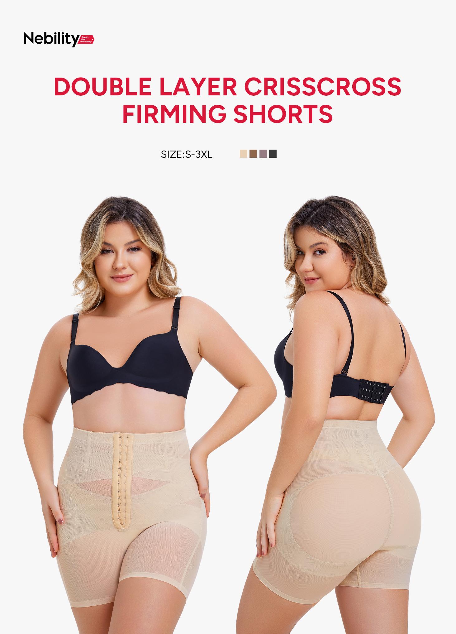 Nebility Women's Mesh Comfort Shapewear Short - Black Daywear Minimalist Design Sexy and Basic Style Womenswear High Waist Shaper Compression Seamless Tummy Control Beige