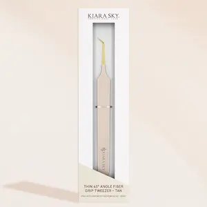 Thin 45° Angle Fiber Grip Tweezer - Tan