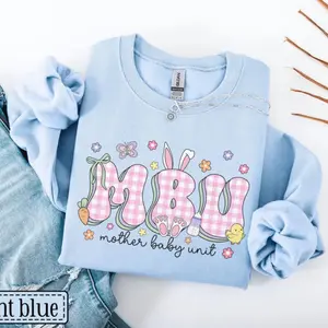 MBU Easter Sweatshirt • Mother Baby Unit Bunny Sweater • Postpartum Nurse Sweaters • MB Unit Nurse Gifts • MBU Nurse Crew Group Pullover