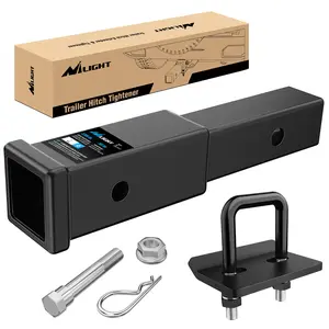 Nilight Trailer Hitch Extender 7 Inch Extension Length with Hitchs Tightener Anti Rattle Stabilizer for 2" Receiver with 5/8" Bolt Nut Clip 3,500 lbs GTW Matte Black Tow Longer Service Time Protection Uv Damage Vehicle Durable Bumper Dirt Outdoor Use