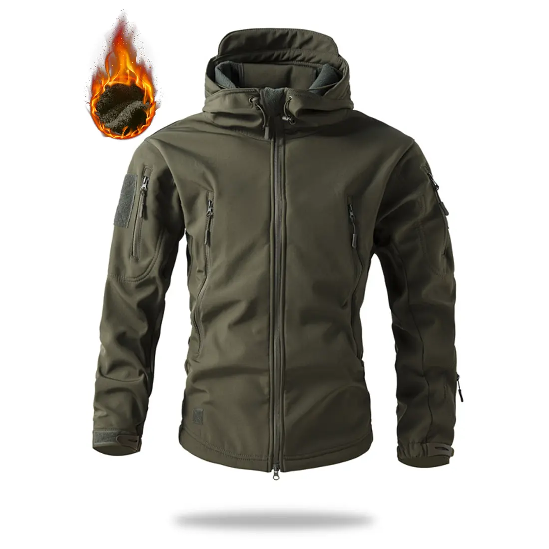 2026 Men's Tactical Windproof Cold-Proof Jacket, Outdoor Long-Sleeve Hooded Lightweight Jacket with Multiple Pockets, Solid, UrbanStyle, ComfortableFit, AllDayComfort, ComfortWear, AthleisureFit, Breathable
