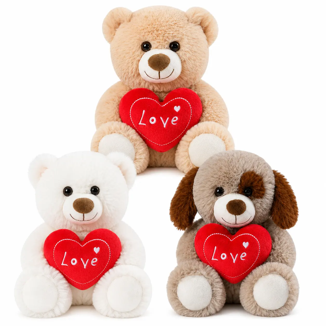 CHUBBYJOY  Heart Teddy Bear Plush, 12Inch Soft Stuffed Animal Bear with Red Love Heart, Cute Plush Bear Gift for Valentine’s Day Birthday Christmas