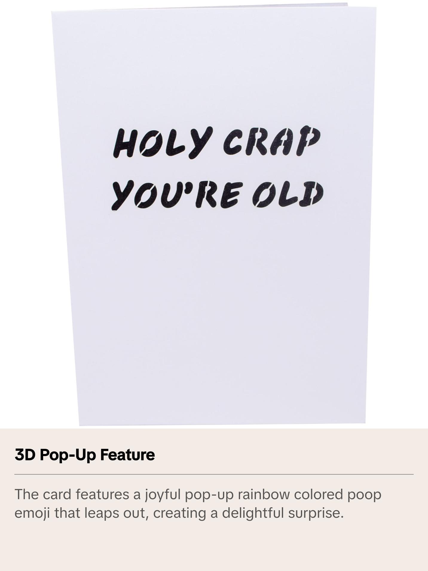 Funny Pop Up Birthday Card | 3D Rainbow Poop Emoji Birthday Cards for Women, Men | Popup Holy Crap You're Old Birthday Card for Dad, Husband | Prank Poo Emoji Bday Card for Mom, Brother, Sister Funny Pop Up Birthday Card | 3D Rainbow Poop Emoji Birthday Cards for Women, Men | Popup Holy Crap You're Old Birthday Card for Dad, Husband | Prank Poo Emoji Bday Card for Mom, Brother, Sister