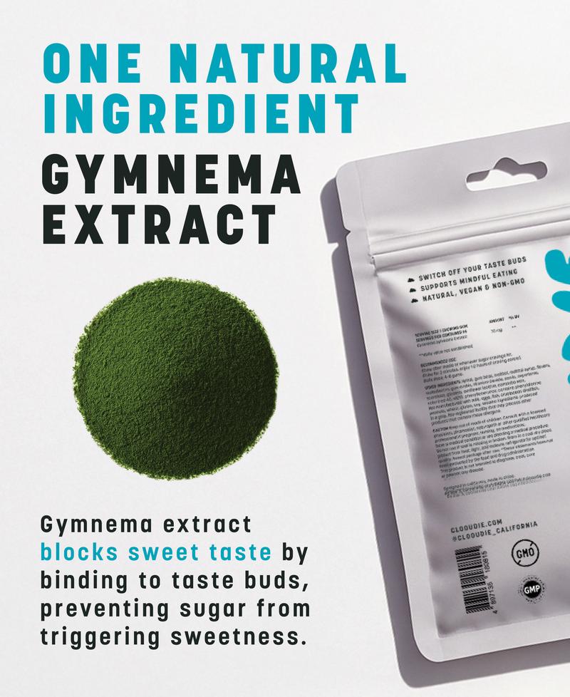 Clooudie California Taste-less Chewing Gum (Buy 2 for the price of 1), 14 Gum, Reduce Sweet Signal, Helps With Eating Healthy, Help With Bloating, Gymnema Sylvestre, Vegan