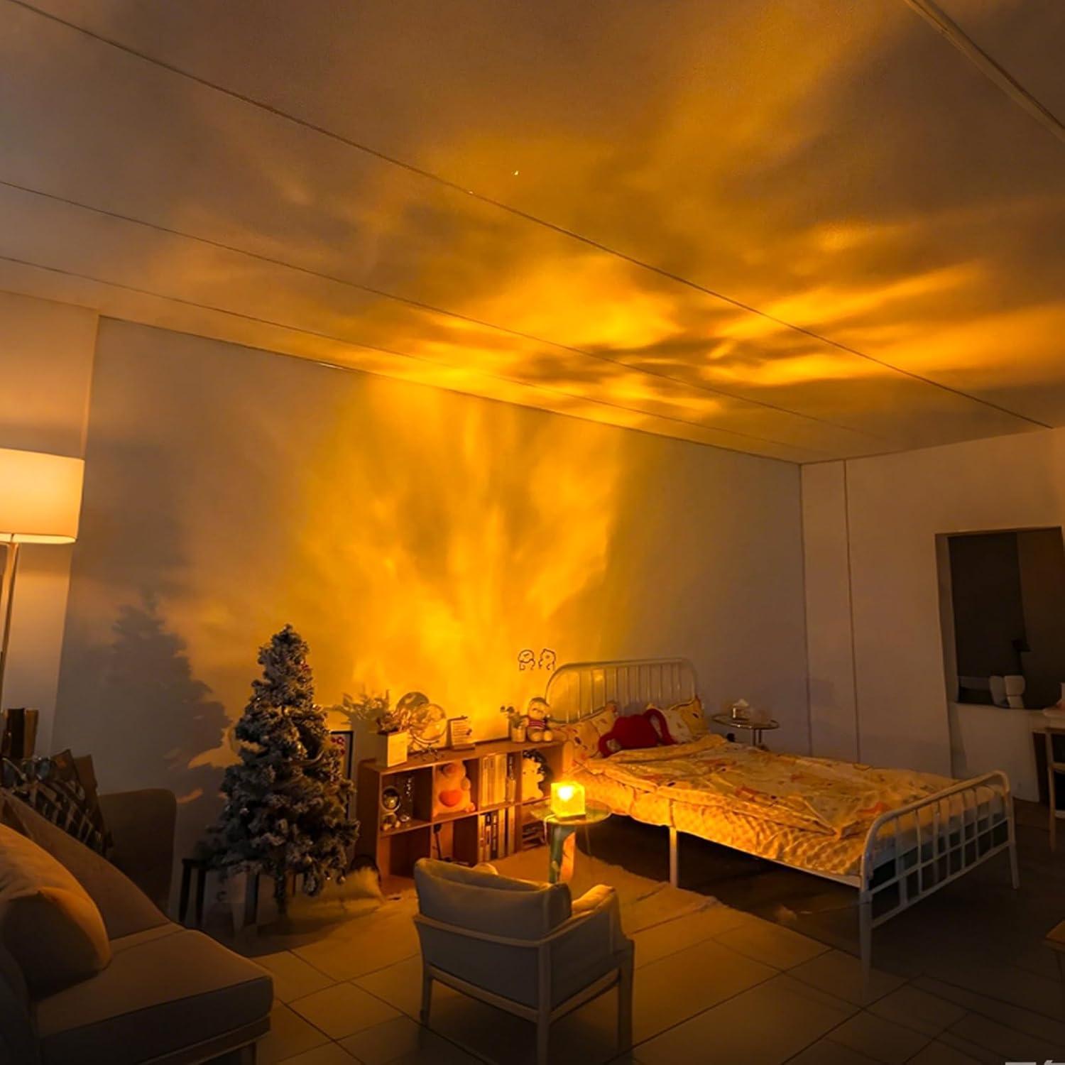 Cube Lamp Northern Lights Projector, Sixteen colors Gradual Rotating Flame Water Lights for Bedroom, EasterEggLight Ocean Lamp with Remote Control for Office Bar Restaurant Bedroom Underwater Projector Light Tiktokshopmothersday clearance items