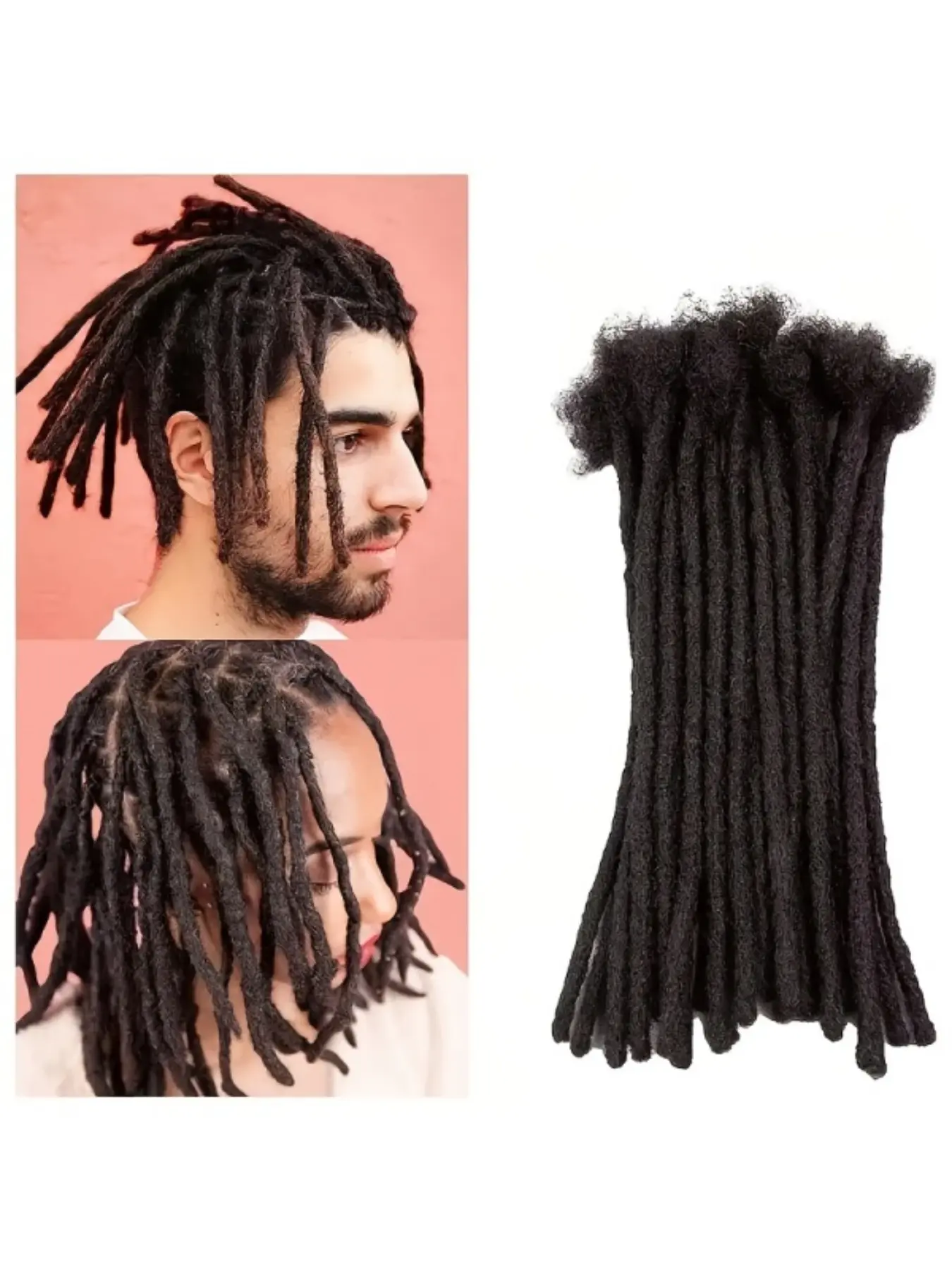 Natural Black 30 Strands of Human Hair Loc Extensions, 0.6 inch Wide, Suitable for Both Men And Women, Can Be Dyed, Soft Dread Extensions, Boho Butterfly Locs Dreadlocks
