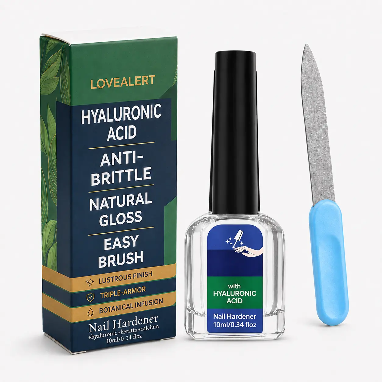 LOVEALERT Nail Strengthener&Growth Treatment,Nail Strengthener for Damaged Nails,Tougher & Glossy Looking Nails