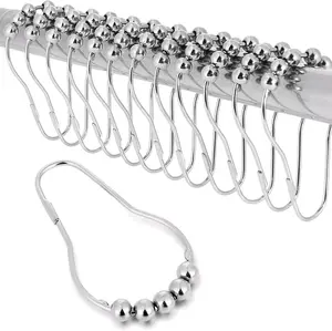 12 Pack Shower Curtain Rings – Smooth Sliding Bathroom Hooks with Rolling Beads