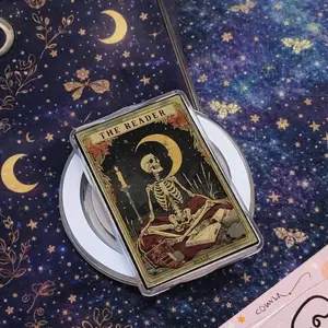 MagSafe The Reader Tarot Phone Grip, Gothic Skeleton Reader, Gift for Dark Academia, phone or Kindle Popgrip , Kindle Accessories sticky Baby mount Library Card Flower-Shaped Multi-Functional Stand Universal Car Holder Spooky Bat Magnetic Adjustable