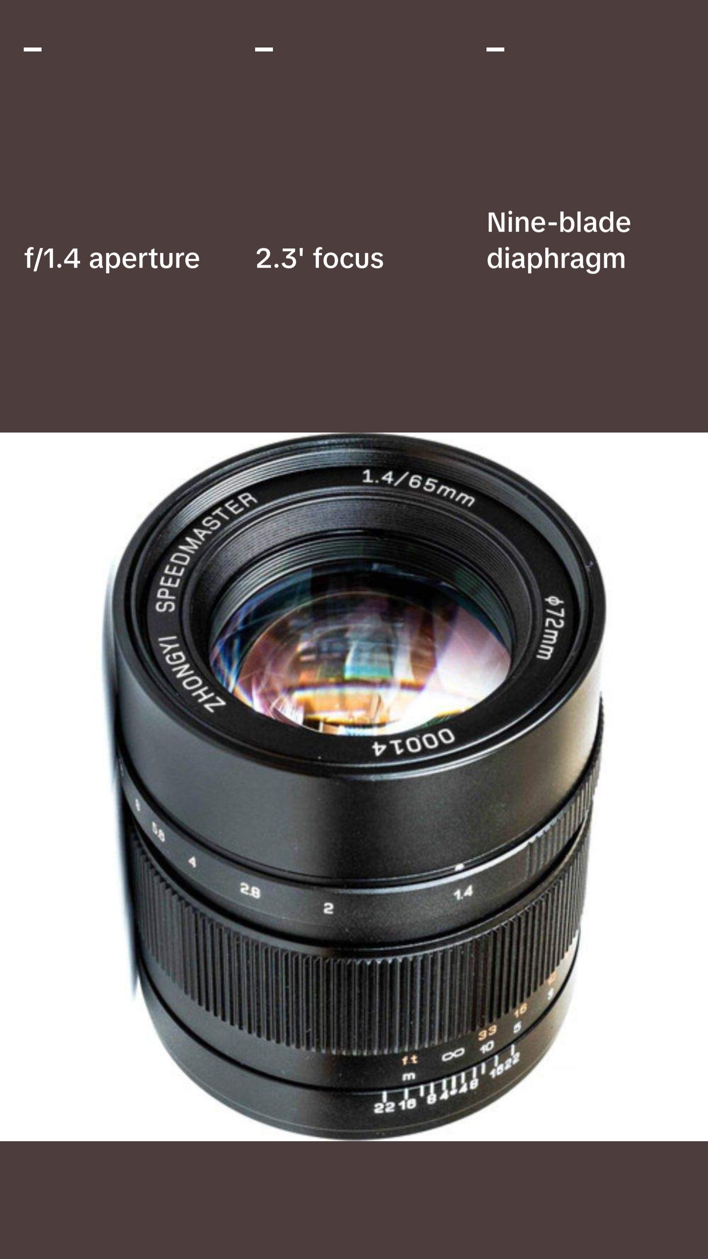 Mitakon Zhongyi  Speedmaster 65mm f/1.4 Lens for Fujifilm G