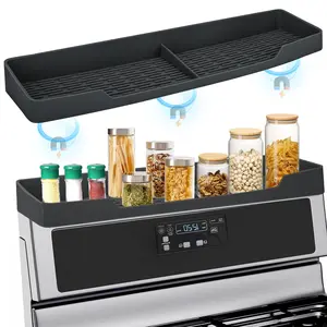 15 inch Magnetic Stove Shelf - Silicone Spice Storage Rack,Gas Stove Top Storage Shelf,Kitchen Organizer,Multifunctional Countertop Rack,Saving space