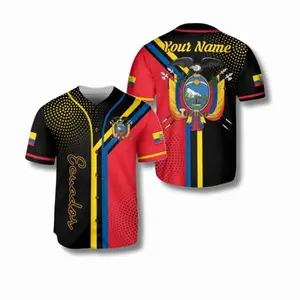 Custom Ecuador Baseball Jersey with Name, Ecuadorian Flag Shirt S1
