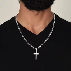 Cross Necklace for Men Durable Necklace Jewelry Gift for Dad on Father's Day Birthday Valentine Christmas