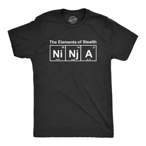 Mens Ninja Element of Stealth T shirt Funny Adult Humor Graphic Nerdy Tees Mens Funny T Shirts Cool Vintage Fashion T-Shirt Gift Classic Menswear Science Apparel for Men Funny Ninja Short Sleeve Novelty Tees