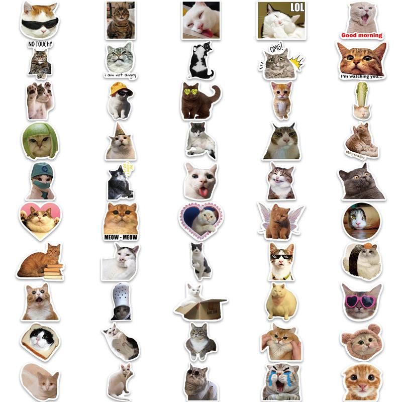 50/100pc Funny Cat/Puppy Meme Sticker Pack For Pets Lover. Vinyl Waterproof Stickers for Book Phone Laptop Water Bottle. Fun Craft Stickers for Scrapbooks, Planners, Gifts and Rewards. Cute Gifts for Girls Kids Teens Adults.