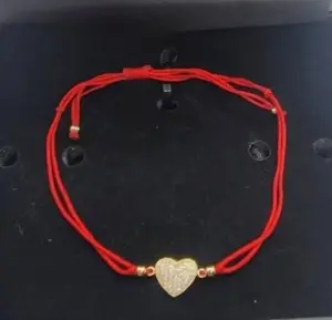 Adjustable Red String Bracelet with 925 Sterling Silver Heart Pendant