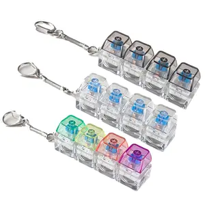 LED Keyboard Fidget Clicker Keychain – 4-Key Mechanical Button Stress Relief for ADHD, Anxiety & Autism, Clear Finger Fidget Desk Toy, Addictive Fun Gift for Teens, Adults & Friends