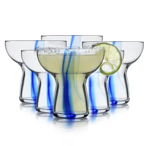 Libbey Blue Ribbon Stemless, Margarita Glasses, Artisan-Inspired, Elegant Margarita Glass Set of 6, Lightweight Mexican Glassware for Parties and More