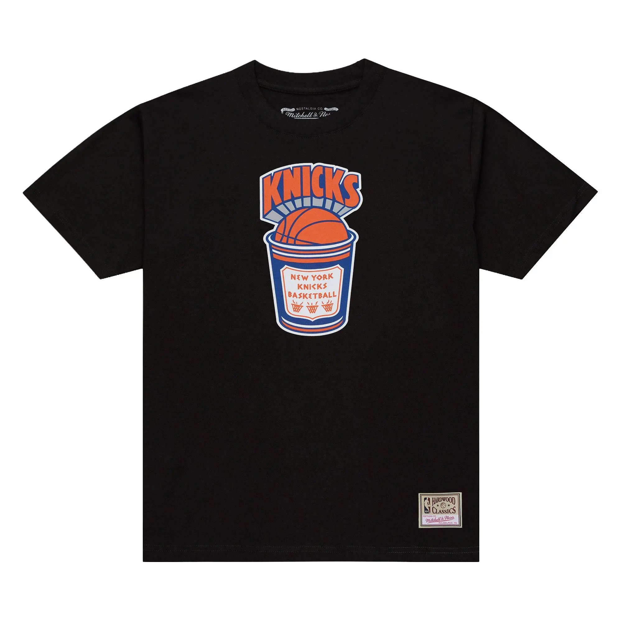 New York Knicks Black Hardwood Classics Coffee T-Shirt - Vintage NBA Graphic Tee, Mitchell & Ness