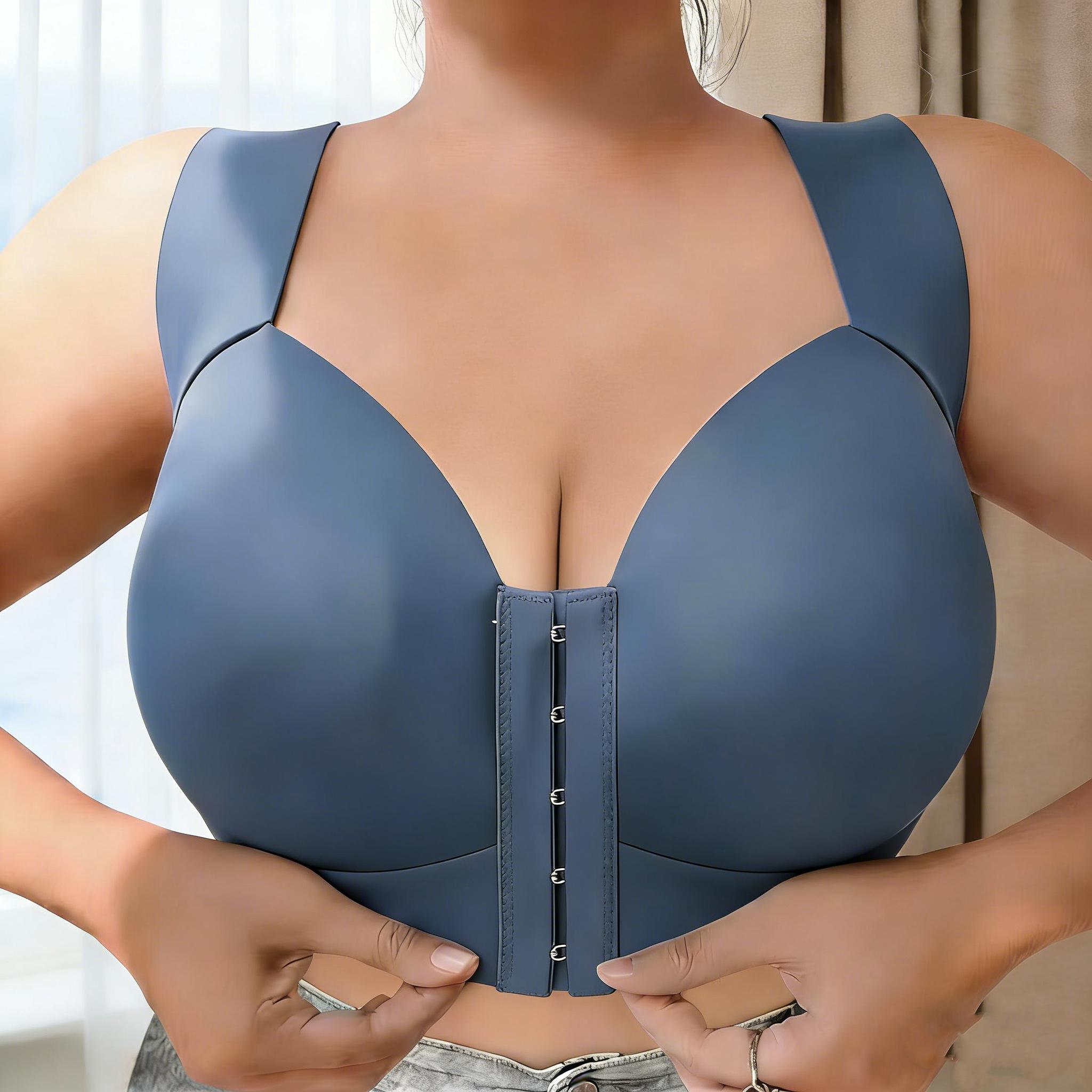 COKE Plus Size Front Closure Wireless Bra, Comfortable Breathable Underwireless Bandeau Sports Bra, Full Coverage Slimming Design, Workout Bra, Yoga Bra, Wireless Sports Bras