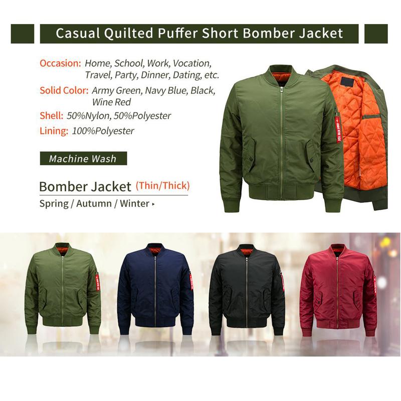 Kingapril Men's Lightweight Varsity Jacket Casual Windbreaker Bomber Military Outerwear