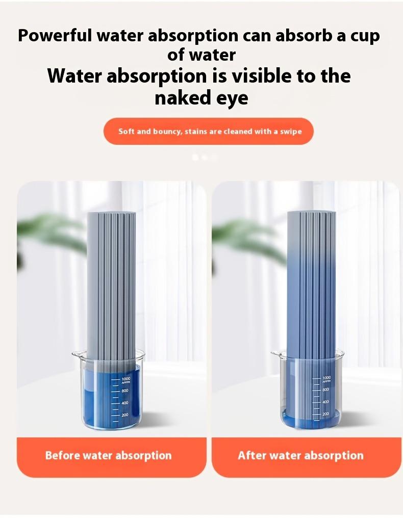 Super absorbent sponge mop with 2 replacement heads, double folding squeeze mop, hands-free washing, durable rubber sponge mop, suitable for kitchen, bathroom, living room floor, wet and dry use, sponge mop