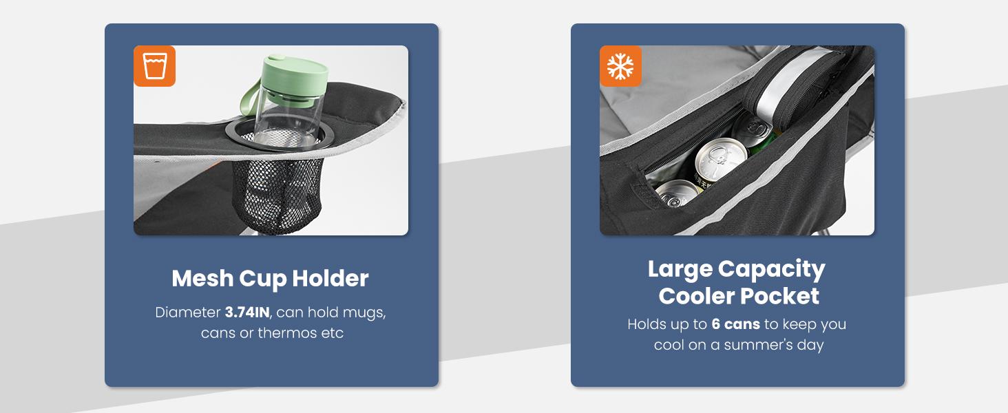 Folding Camping Chairs, Outdoor Collapsible Padded Chairs with Cup Holder Cooler Bag, Heavy Duty Portable Camping Chair for Garden Beach Fishing Sports Folding Camping Chairs, Outdoor Collapsible Padded Chairs with Cup Holder Cooler Bag, Heavy Duty Portable Camping Chair for Garden Beach Fishing Sports