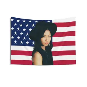 Tapestry Kazuha American Flag Kpop Banner Idol Decorative Tapestry Wall Hanging Poster For Room Dorm Decoration Home 60X40 Colorful Gift