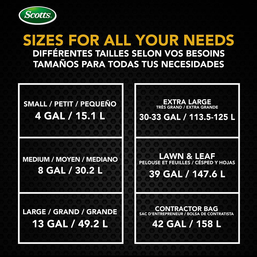 Scotts 39 Gallon 38 Bags Box Disposable Non-Rip Black Large Garbage Bags for Kitchen Cans Industrial Garden Home Commercial Multi-purpose Cleaning Supplies Durable Leak-proof Easy to Use