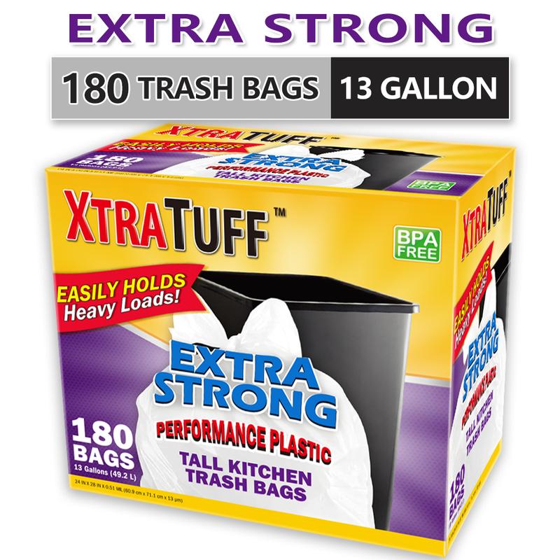Xtratuff Basics Trash Bags 13 Gallon Flap Ties Tall Kitchen Garbage Bags White Trash Bag 180 Count BPA FREE Strong Rubbish Bag Xtratuff Basics Trash Bags 13 Gallon Flap Ties Tall Kitchen Garbage Bags White Trash Bag 180 Count BPA FREE Strong Rubbish Bag