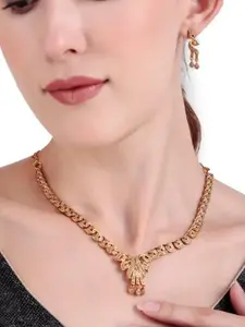 Royal Amber Gold Choker And Earring Set