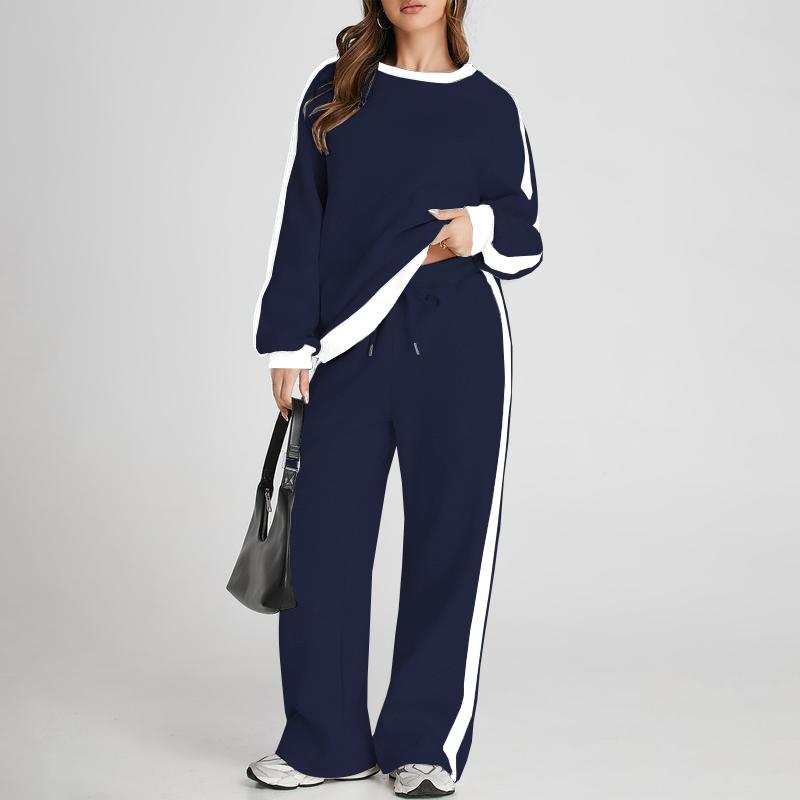 USBOUTIQUE CHIC Women's 2 Piece Outfit Fleece Sweatsuit Casual Lounge Matching Sets Crewneck Loose Fit Cozy Sweatshirt & Straight Leg Sweatpants Womenswear TikTokShopfalldealsforyou