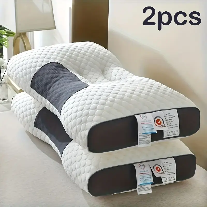 BRANDON-SUPER 2-Piece Cervical Neck Care Pillows, Adjustable Ergonomic Orthopedic Design, Soft Knitted Removable Cover, High-Quality Cotton Fill Core, Lightweight Sleeping Pillows (2 piece sets), Cervical Neck Pillow homedecor