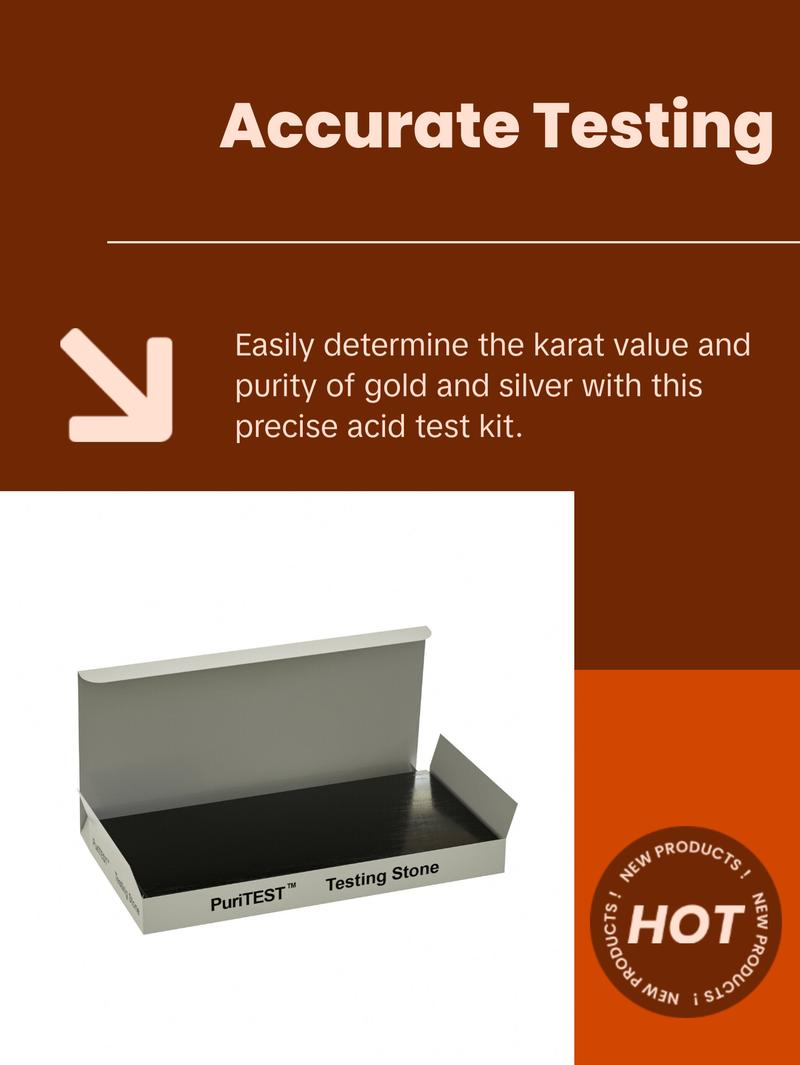 JSP & PuriTEST Gold/Silver Test Acid Tester Kit 14k 18k .999 .925 Sterling Testing Stone Detect 5-Piece Set for Jewelry Testing