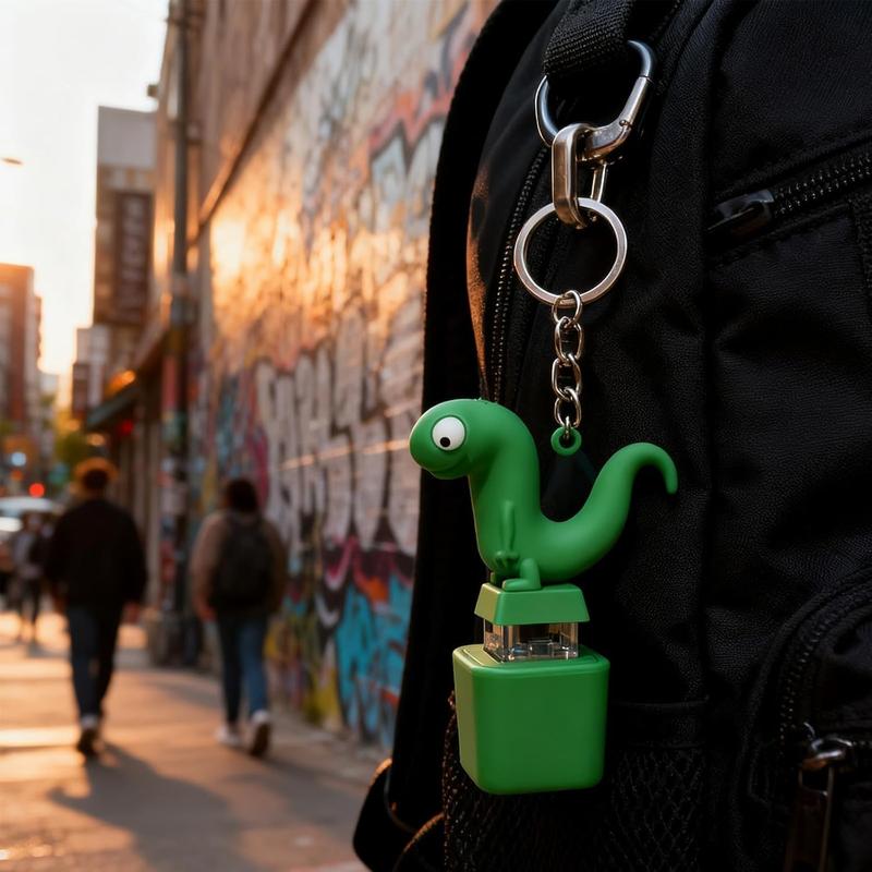 Lizard Button Keychain with Rechargeable LED Light Realistic Croak Color Changing Fun Toy for Kids & Adults Green Design