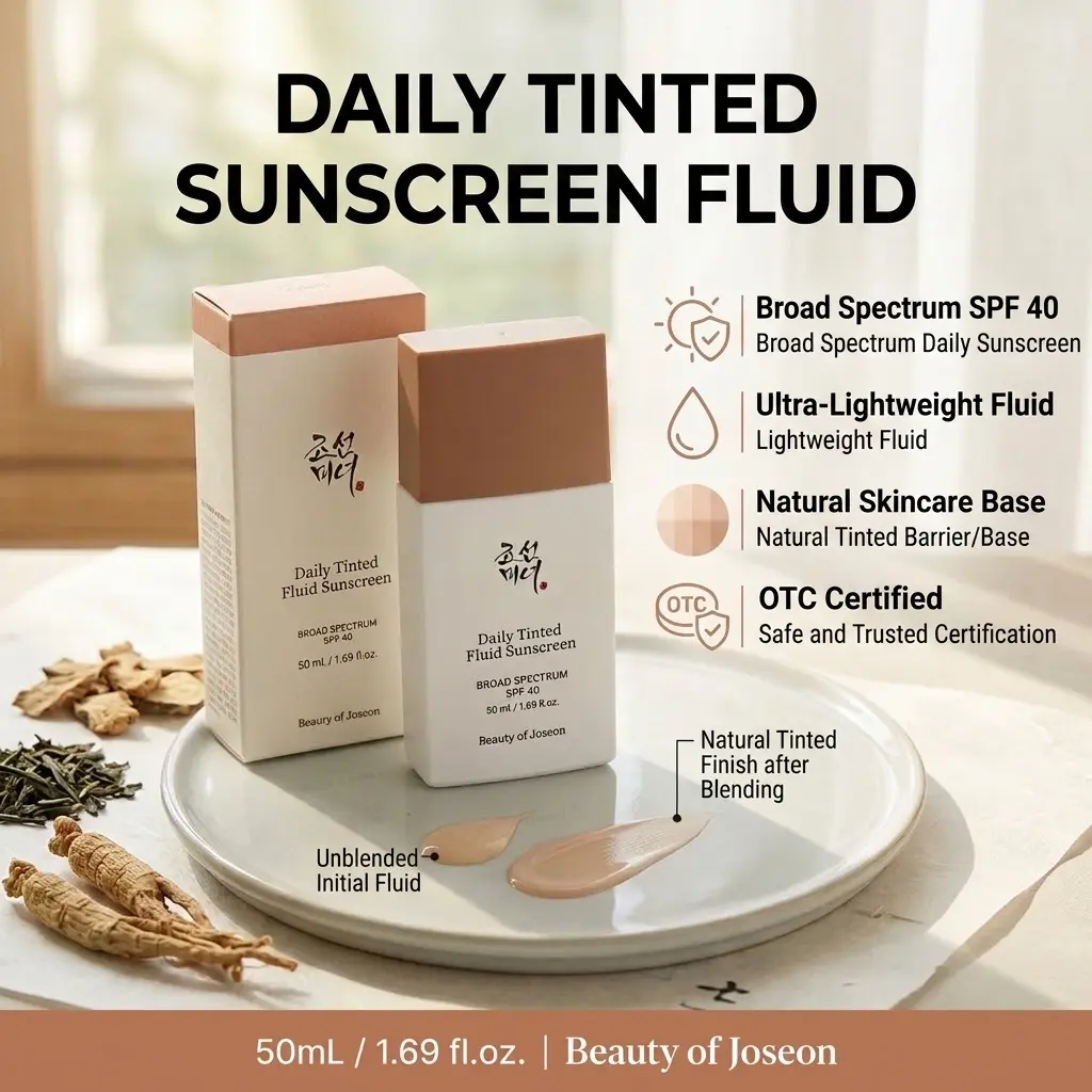 Daily Tinted Mineral Sunscreen Fluid (50mL) - OTC Certified, Broad-Spectrum SPF Facial Skincare Makeup Base