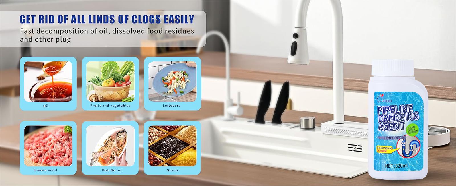 Liapu Powerful Pipe Dredging Agent for Kitchen and Toilet Pipelines - Dissolves 200+ Blockages and Kills 99% of Bacteria Liapu Powerful Pipe Dredging Agent for Kitchen and Toilet Pipelines - Dissolves 200+ Blockages and Kills 99% of Bacteria