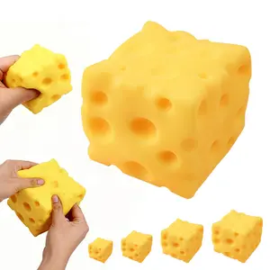 Yellow Jumbo Cheese Block Fidget Toy Squishy Squeeze Stress Relief Slime Like Play Fun