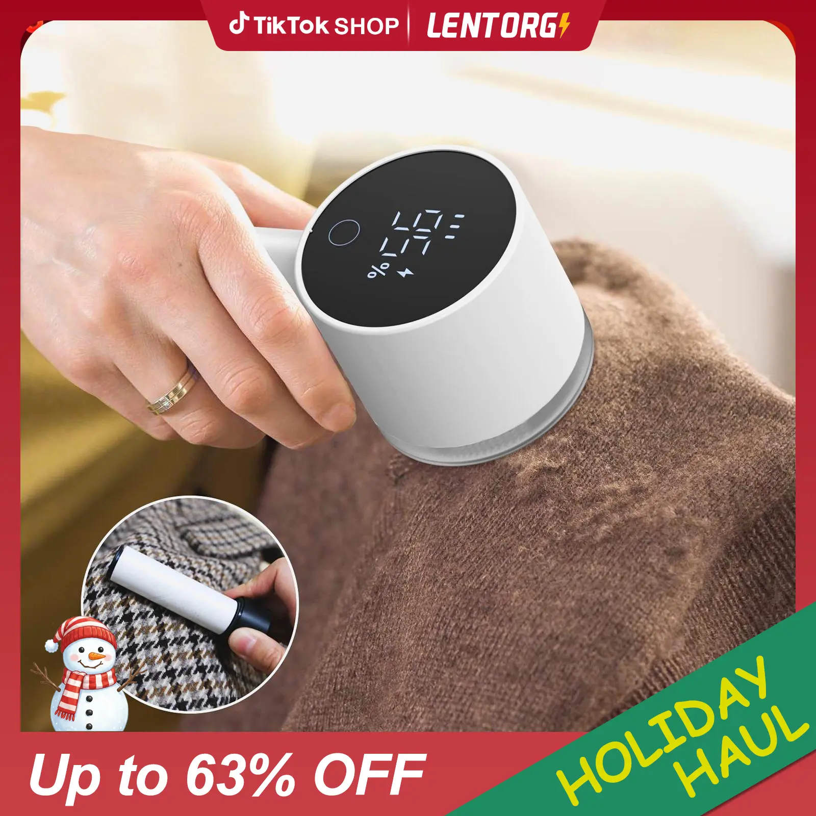 Lentorgi 2-in-1 Rechargeable Fabric Shaver & Lint Remover Tool - Stainless Steel, Magnetic Cap, Digital Display, 3 Speeds, 2 Extra Blades, Safety Mesh, Reusable Fuzz Removal for Clothing, Furniture