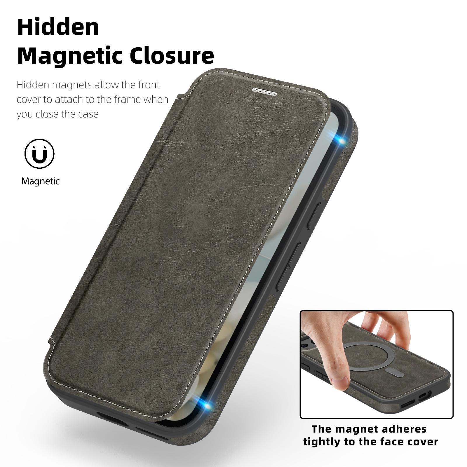 Lingdun Retro Magnetic Business Card Slot Leather Case For Google Pixel10A/10Pro XL/9ProXL/9A/8Pro/Pixel 8 Full Shockproof Protective Cover